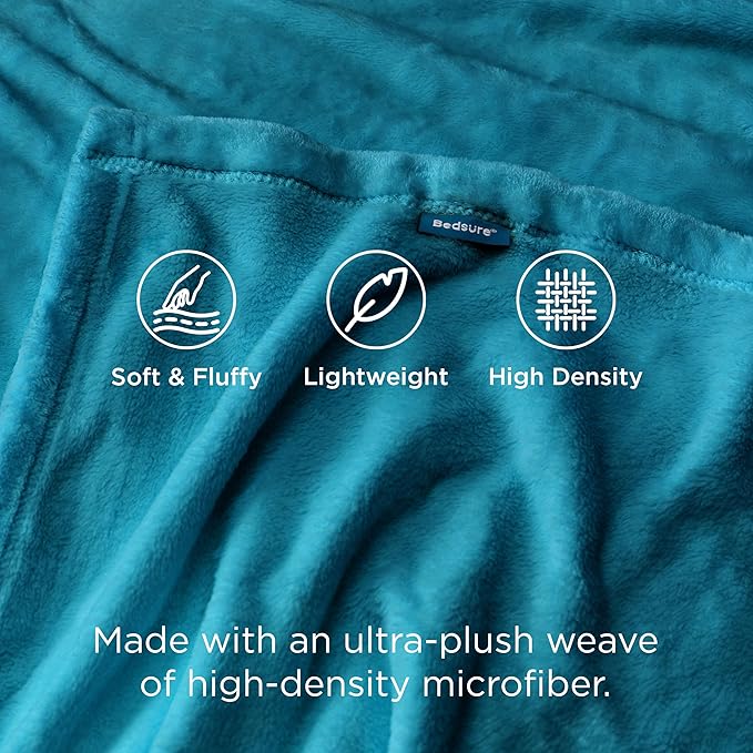Bedsure GentleSoft Bedding Fleece Blanket for Girls and Boys - Soft Cozy Cute Small Throw Blankets for Travel, 43x55 Inches,Teal Blue