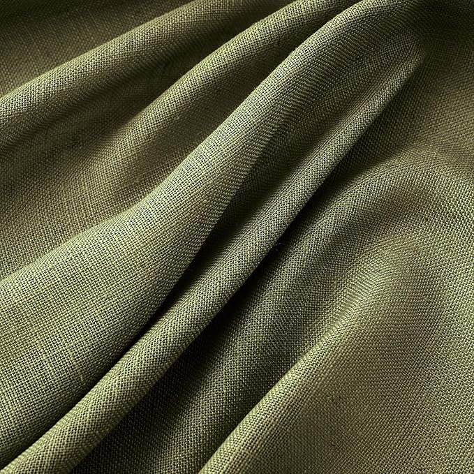 MIULEE Light Olive Green Linen Curtains 90 Inch Long 2 Panels for Bedroom Living Room, Soft Linen Textured Natural Window Drapes Semi Sheer Light Filtering Back Tab Rod Pocket Burlap Look Decor