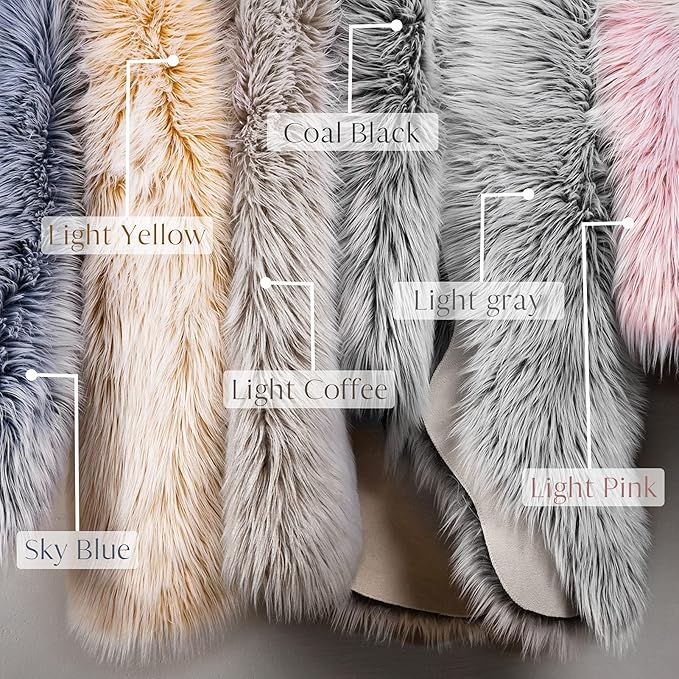 Ashler Faux Fur Rug, Fluffy Shaggy Area Rug Ultra Soft 3 x 5 Feet Rectangle Fur Rug Frosted Bottom Blue Fuzzy Rug Machine Washable Shag Rug, Nursery Decor Throw Rugs for Bedroom, Living Room