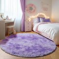 ONASAR Round Rugs 5ft for Bedroom Living Room, Tie-Dyed Purple Fluffy Circle Area Rug for Kids Girls Boys Teen, Soft Plush Shaggy Carpet for Nursery Dorm Classroom Playroom Home Decor Aesthetic