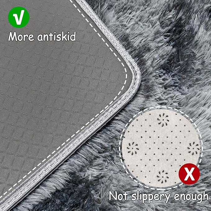 Tie-Dyed Dark Grey 2x8 Machine Washable Runner Rugs for Hallway Soft Fluffy Shaggy Bedside Rugs for Bedroom Living Room Indoor Floor Carpet for Kids Girls and Boys Nursery Rooms Home Decor Aesthetic