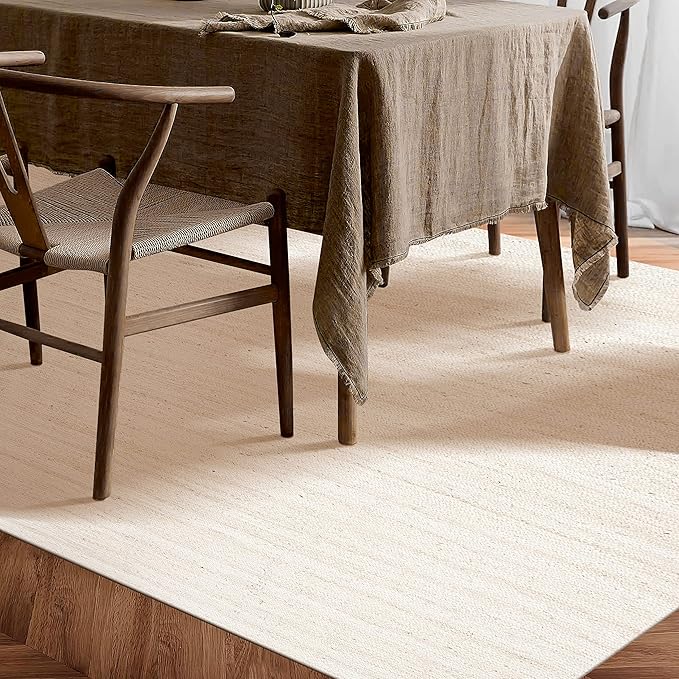 Hausattire Hand Woven Jute Braided Rug, 3'x5' – Off White, Reversible Boho Entry Area Rugs for Kitchen, Living Room I Farmhouse Indoor Outdoor Decorative Floor Rug, 36x60 Inches
