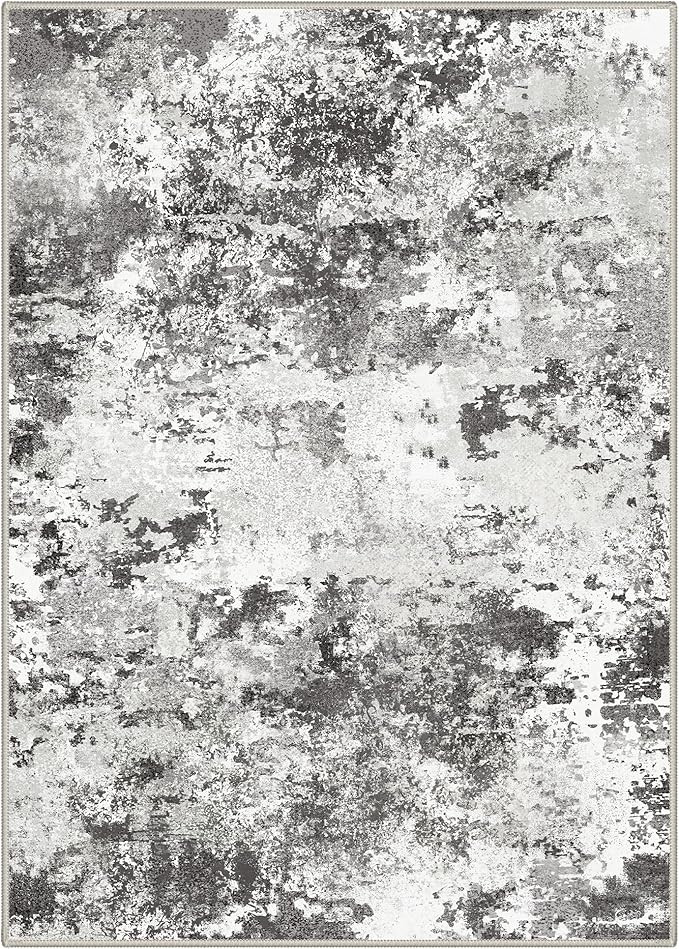 BEIMO Area Rugs 5x7 for Living Room Bedroom, Modern Abstract Machine Washable Rug, Large Soft Low Pile Floor Carpet with Non Slip Backing for Dining Room, Black Grey