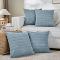 Fancy Homi 4 Packs Boho Light Blue Decorative Throw Pillow Covers 26x26 Inch for Couch Bed Sofa, Rustic Modern Farmhouse Home Decor, Soft Plush Corduroy Cute Square Cushion Case 66x66 cm