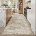 Hallway Runner Rug 4x8 Wide: Washable Thin Runners for Hallways Entry, Non Slip Soft Vintage Kitchen Area Rugs for Living Room Bedroom Dining Room Foyer (Brown, 4x8)
