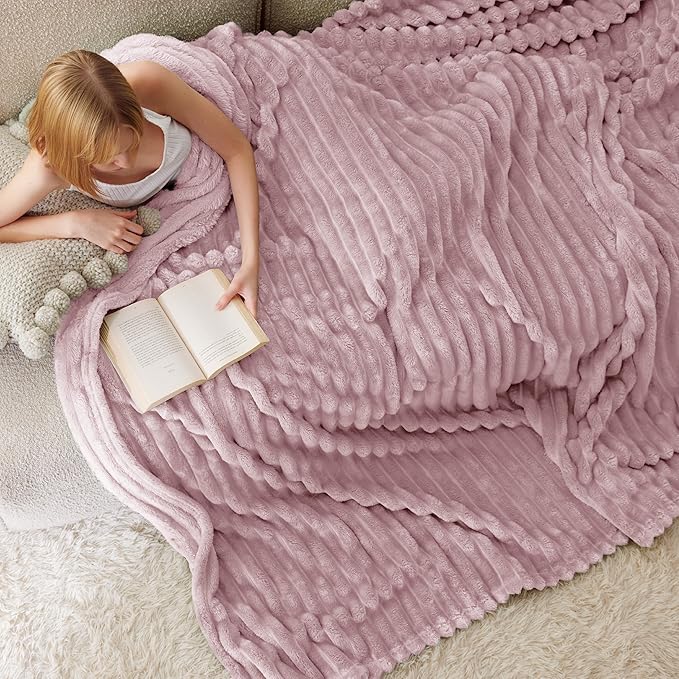 Bedsure GentleSoft Pink Fleece Blanket for Couch - Cozy Soft Blankets for Women, Cute Small Throws for Girls, 108x90 Inches