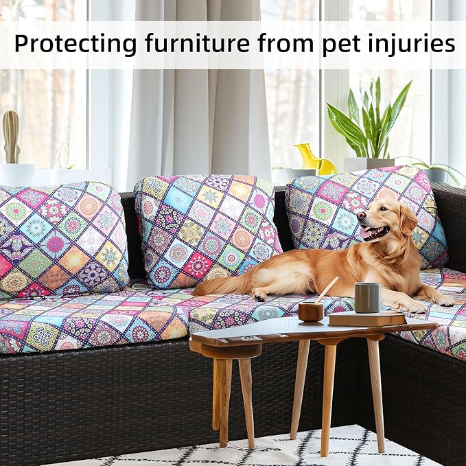 8Pcs Stretch Patio Cushion Covers,Outdoor Couch Covers Replacement,Outdoor Couch & Sofa Slipcovers,for Patio Furniture Cushion Covers,Washable Reusable urniture Protector(Colored Glass,8PCS)