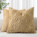 decorUhome Throw Pillow Covers 22x22 Inch Set of 2, Soft Plush Faux Wool Khaki Solid Couch Pillow Covers, Accent Euro Sham Farmhouse Neutral Square Pillow Cases for Sofa Bed Living Room