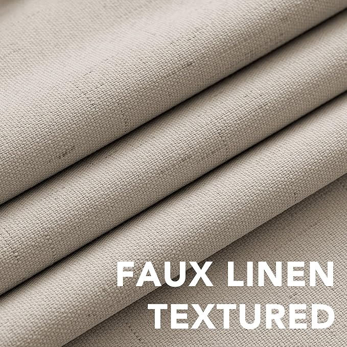 H.VERSAILTEX 100% Blackout Curtains for Bedroom Thermal Insulated Linen Textured Curtains Heat and Full Light Blocking Drapes Living Room Curtains 2 Panel Sets, Cobblestone, 52x96 Inch