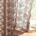 YJ YANJUN Vintage Lace Curtains 63 Inch Length-Victorian Floral Brown Sheer Curtain Panels for Living Room Bedroom,Light Filtering, Rustic Farmhouse Neutral Decor Set of 2 52W x 63L Espresso