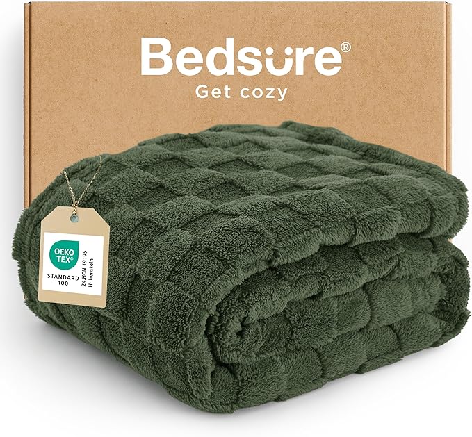 Bedsure GentleSoft Olive Green Spring Throw Blanket for Couch - Super Soft Cozy Blankets Gifts for Kids Girls, Cute Small Fleece Throws for Bedroom Home Decor, 50x70 Inches