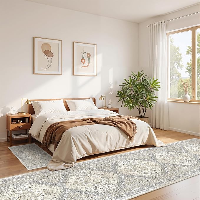 zesthome Washable Runner Rug 2.5x12 - Stain Resistant Entryway Rug,Ultra-Thin Kitchen Rugs, Anti Slip Backing Runner Rugs for Entrance Laundry Room Indoor Hallway (Beige,2.5'x12')