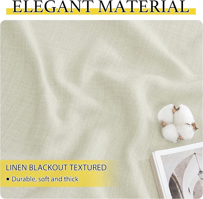 NICETOWN 24 inch Long Blackout Tiers, Farmhouse Grommet Half Window Curtains, Light Block Small Window Valances for Kitchen Cupboard, Covering for Bathroom, W34 x L24, Natural, 2 Panels
