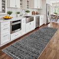 2x8 Washable Kitchen Runner Rug: Modern Moroccan Runners for Hallway Soft Non Slip Rugs with Rubber Backing Low Pile Thin Waterproof Floor Carpet for Entryway Bedroom Bathroom Indoor 2x8 Black