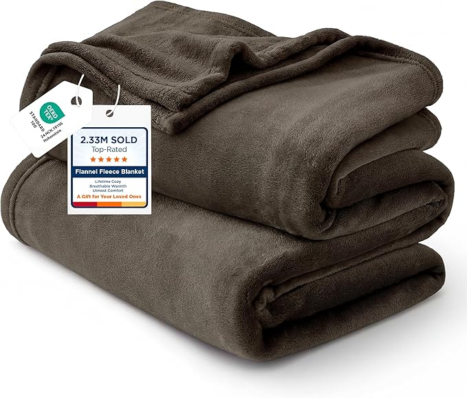 Bedsure GentleSoft Fleece Blankets Queen Size Brown - Bed Blanket Soft Lightweight Plush Fuzzy Cozy Luxury Microfiber, 90x90 inches