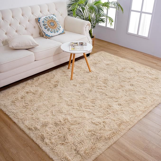 Chicrug Soft Area Rugs for Bedroom Living Room Plush Fluffy Rug 9x12 Feet, Shag Furry Area Rug Carpet Non Shedding for Nursery Children Kids Girls Room Home Decorative, Camel