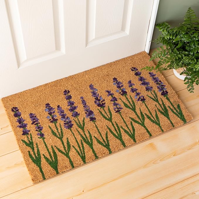 Now Designs Lavender Doormat, W18 x L30in, Durable Outdoor Welcome Mat