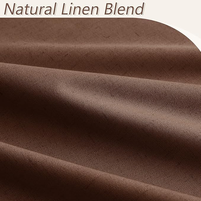 Guken 100% Blackout Curtains 90 Inch Length 2 Panels Set for Living Room Bedroom Back Tab Thermal Insulated Black Out Linen Drapes Room Darkening Window Curtains 90 Inches Long,Rustic Brown