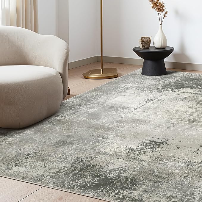 BEIMO Area Rugs 8x10 Machine Washable Rug for Bedroom Living Room Dining Room, Large Modern Abstract Soft Rugs, Indoor Low Pile Carpet with Non Slip Rubber Backing, Abstract Gray