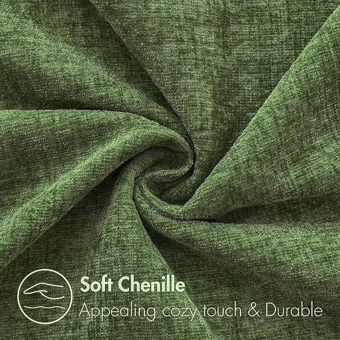 MIULEE Pack of 2 Couch Throw Pillow Covers 16x16Inch Soft Moss Green Spring Chenille Pillow Covers for Sofa Living Room Solid Dyed Pillow Cases