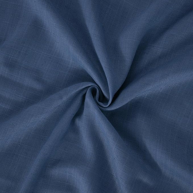 Curtain Panels in Navy Linen Blend, Light Filtering, Set of 2