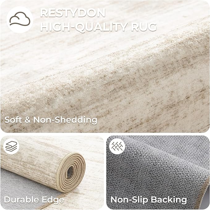 2x12 Runner Rug, Long Hallway Rugs for Dining Room, Living Room, Bedroom, Machine Washable Kitchen Carpet Runner with Rubber Backing, Soft Low Pile Indoor Rug(2'x12', Brown/Beige)