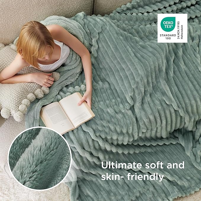 Bedsure GentleSoft King Size Blanket for Bed - Cozy Soft Blankets for Women, Cute Large Fleece Throws for Girls, Sage Green, 108x90 Inches