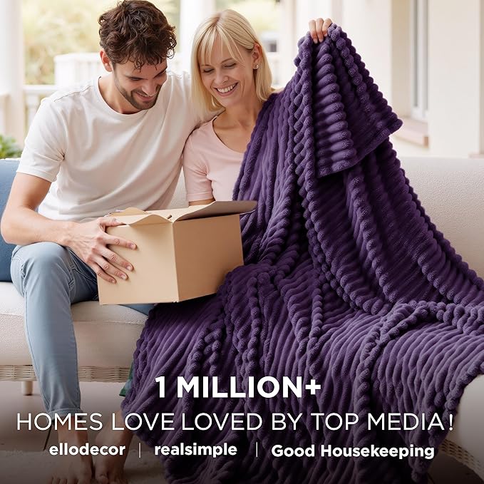 Bedsure GentleSoft Purple Fleece Blanket for Couch - Cozy Soft Blankets for Women, Cute Small Throws for Girls, 60x80 Inches