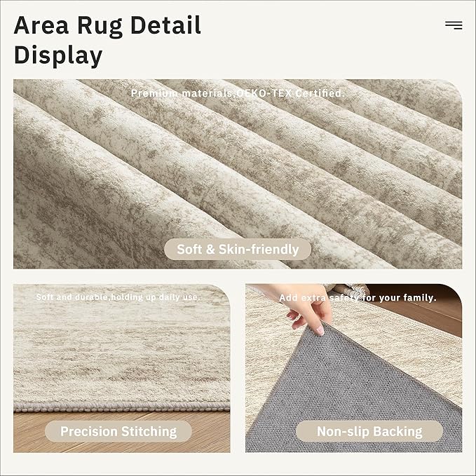 Runner Rug 2'x8' Washable Non-Slip Runner Rugs for Kitchen Bathroom Laundry Room Beige Vintage Floor Carpet Runners for Hallway Entryway