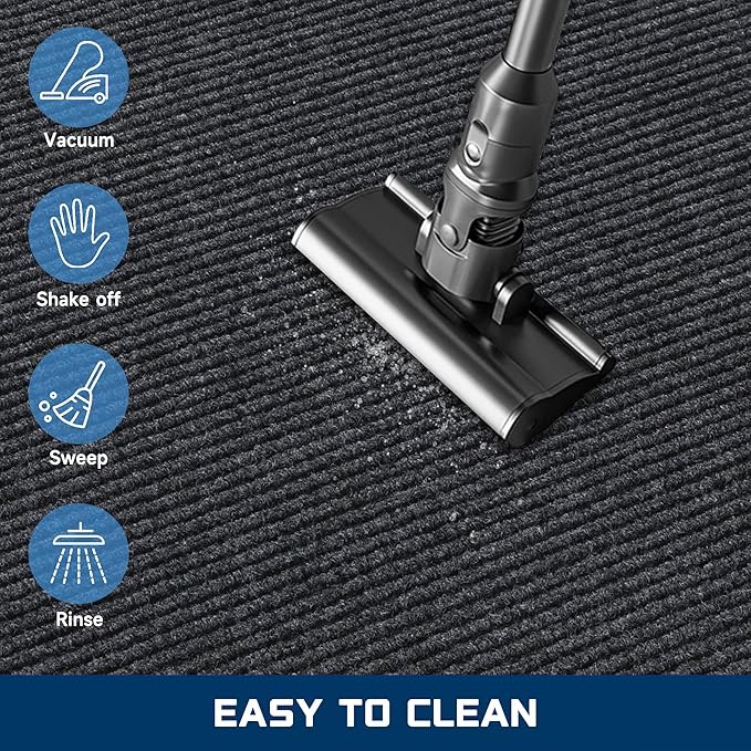 Large Indoor Outdoor Door Mat, 2' x 6' Heavy Duty Commercial Floor Mat Inside Outside Entrance, Rubber Border Doormats for Entryway, High Traffic Area, Waterproof, Low-Profile, Easy to Clean