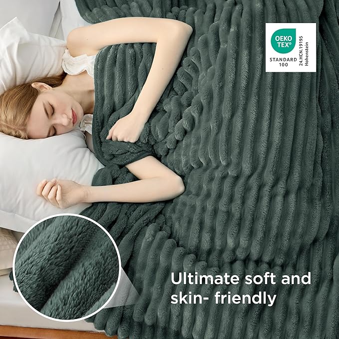 Bedsure GentleSoft Mallard Green Fleece Blanket for Couch - Cozy Soft Blankets for Women, Cute Small Throws for Girls, 108x90 Inches