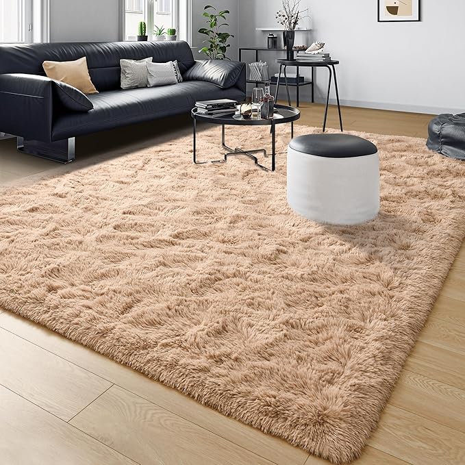 Tepook Area Rugs 10x14 for Living Room, Super Soft Fluffy Rugs for Bedroom, Modern Shaggy Rug Fuzzy Carpets for Kids, Plush Indoor Nursery Home Decor Rug with Non-Slip Bottom, Beige