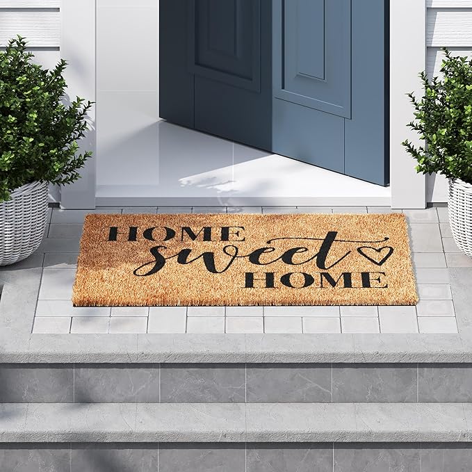 Barnyard Designs Doormat Welcome Mat for Outdoors, Large Front Door Entrance Mat, Brown (Home Sweet Home, 36x24)