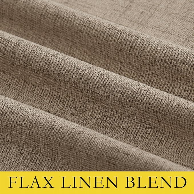 NICETOWN Burlap Vintage Open Linen Weave Flax Thermal Curtains, 100% Blackout Curtains 45" Long for Dining Room, Soundproof Window Treatment Drapes for Kitchen, 42" Wide Per Panel, Set of 2