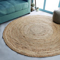 Hausattire Hand Woven Jute Braided Rug, 6’ Round – Natural, Reversible Boho Entry Area Rugs for Kitchen, Living Room I Farmhouse Decorative Floor Rug, 6 Feet Round