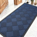 OLANLY Front Door Mat Outside Entrance 59x23, Absorbent, Heavy Duty Sturdy Natural Rubber Doormat Indoor Outdoor, Stain Fade Resistant, Non-Slip Low Profile Floor Mat for Entryway, Navy Blue Diamond