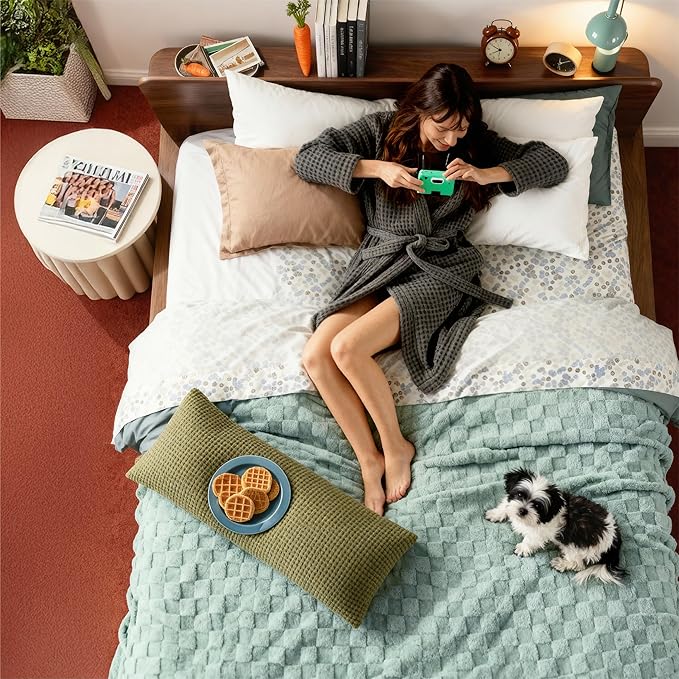 Bedsure GentleSoft Blankets Queen Size for Bed - Super Soft Cozy Blanket for Kids Girls, Large Fuzzy Fleece Spring Throw for Bedroom Decor, Sage Green, 90x90 Inches