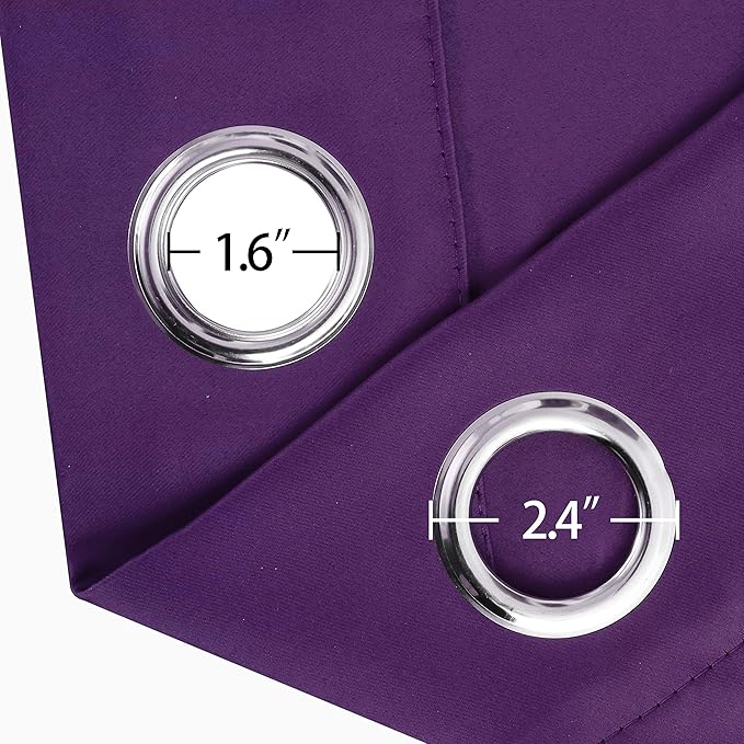 LEMOMO Blackout Curtains 66 x 95 inch/Purple Curtains Set of 2 Panels/Thermal Insulated Room Darkening Bedroom Curtains