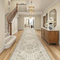 Madane 3x20 Hallway Runner Rug - Extra Long Carpet Runners for Hallways 20ft Non Slip Stain Resistant Rugs Runner for Living Room Bedroom 20 Feet Distressed Floor Carpet for Kitchen, Ivory/Brown