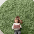 OLANLY Green Round Rugs for Bedroom - Machine Washable, 9 ft Circle Area Rugs for Living Room, Soft and Fluffy Shaggy Carpet for Teen Girl and Boys, Nursery Rooms, Dorms, Home Decor Aesthetic