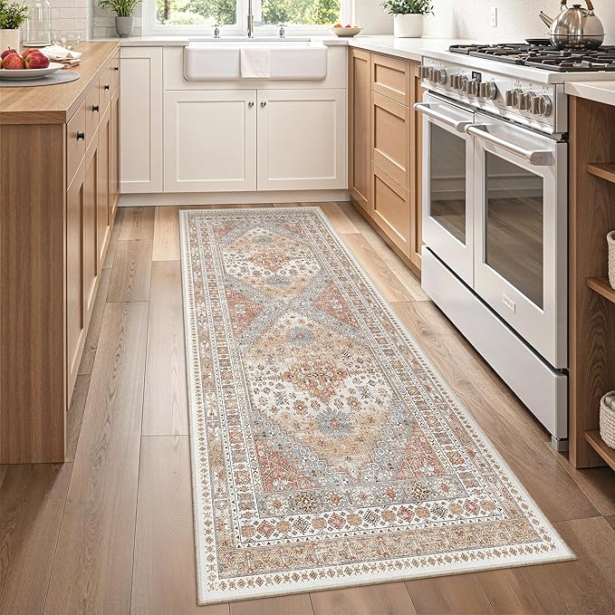 zesthome 2x6 Runner Rug for Hallways, Machine Washable Rug, Non Slip Vintage Low Pile Runners, Stain Resistant Runners for Entryway, Kitchen, Bathroom, Laundry Room, Corridor