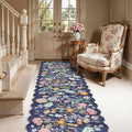 Washable Non-Slip Runner Rug 2x8: Water-Resistant Floral Kitchen Rug Indoor Low Pile Floor Mat for Living Room Bedroom Dining Room Ultra Soft Stain-Resistant Carpet for Pets Kids Family(2x8,Purple)