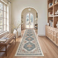 Madane Hallway Runner Rug 2x12, Extra Long Washable Runner Rugs with Rubber Backing, Non Slip Carpet Runner for Hallway, Vintage Rug Runners for Kitchen Laundry Room Entryway (Navy Blue, 2'x12')