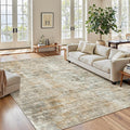 Abstract Rug 5x7 Machine Washable Area Indoor Orange Low Pile Non-Slip Foldable Thin Accent Rugs for Bedroom Living Room Dining Room