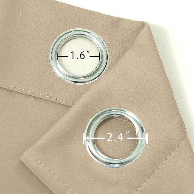 LEMOMO Beige Thermal Blackout Curtains/52 x 63 Inch/Set of 2 Panels Room Darkening Curtains for Bedroom