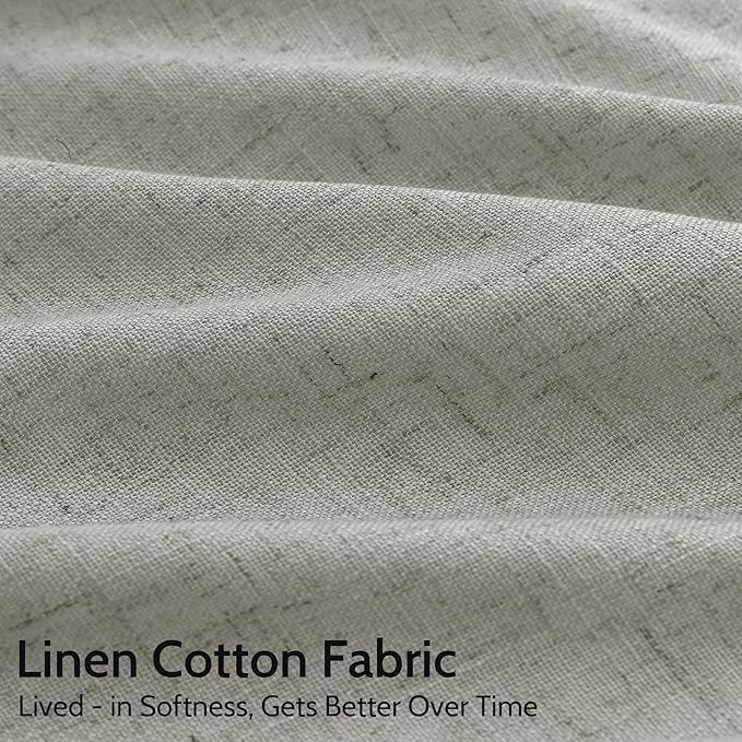 Silver Grey Linen Curtains 72 Inch Length for Living Room Back Tab Rod Pocket Light Filtering Semi Sheer Modern Farmhouse Coastal Decor Cotton Textured Gauze Curtain for Bedroom Office, 2 Panels