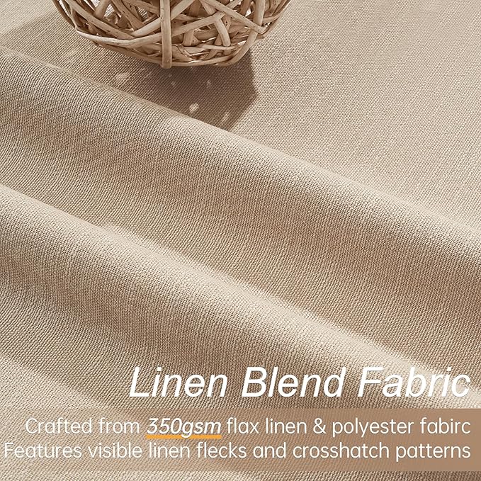 Topfinel Blackout Linen Blend Curtains 84 inch Long 2 Panels,Back Tab with Hooks,Light Blocking Thermal Insulated Draperies Modern Farmhouse Textured Curtains for Living Room Dining Room,Tan Camel