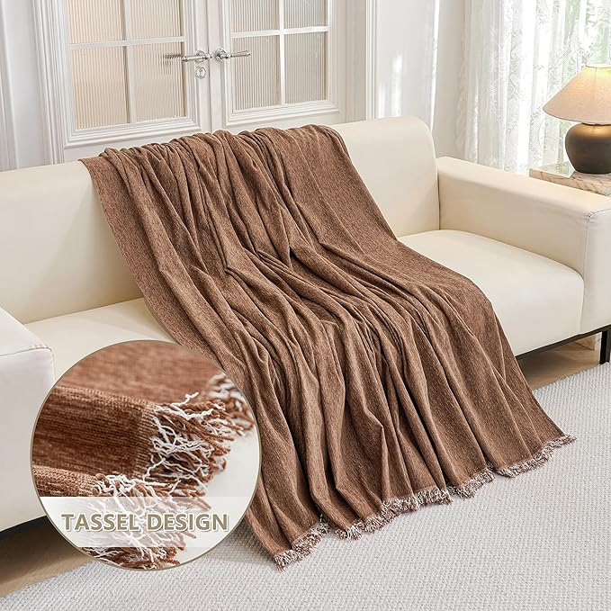 MYSKY HOME Couch Covers for 3 Cushion Couch Sofa, Chenille L Shape Sectional Couch Cover - Pet-Friendly, Machine Washable, Non-Slip Sofa Protector for Dogs, Kids, 71"x118", Camel