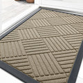 OLANLY Front Door Mat Outside Entrance 29.5x17, Absorbent, Heavy Duty Sturdy Natural Rubber Doormat Indoor Outdoor, Stain and Fade Resistant, Non-Slip Low Profile Floor Mat for Entryway, Beige Diamond