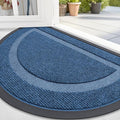 OLANLY Half Circle Door Mat Indoor Outdoor Entrance Welcome, Waterproof All-Season, All-Weather Doormat, Sturdy Natural Rubber, Low Profile, Easy Clean Patio Porch Entryway Mat, 47x23, Light Blue